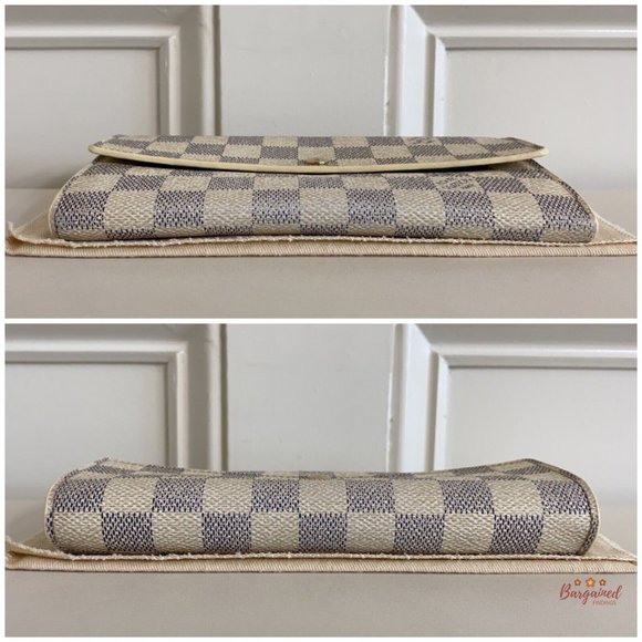 Authentic LOUIS VUITTON Damier Azur Coated Canvas Leather Sarah Long Wallet - Picture 5 of 13